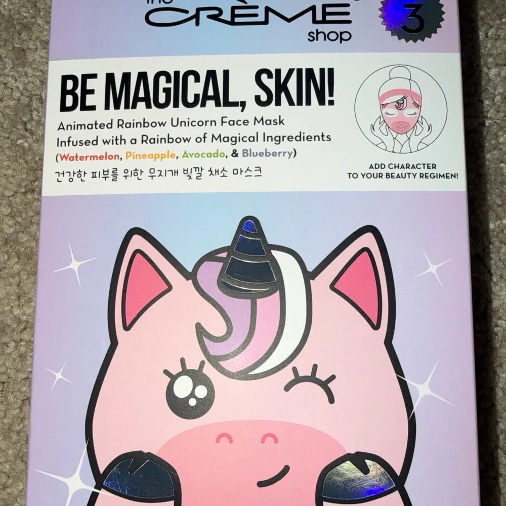 💕NWT The Crème Shop Pink Unicorn Face Mask set if 3. Part of 3 for $25